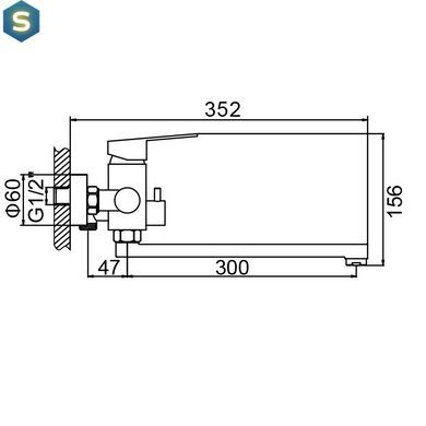 Змішувач для ванни Wezer EKO7A-01-BLACK, нержавіюча сталь, чорний, Черный матовый