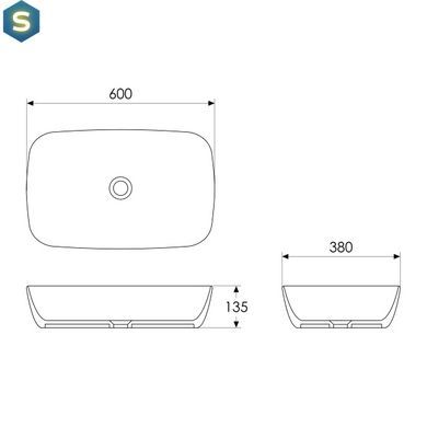 Умывальник накладной Imprese Black Edge 60x38x13,5 см белый/черный i11098, Белый