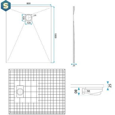Душевой поддон Rea Magnum 80x100 grey REA-K4107, Каппучино