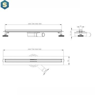 Трап линейный 500мм с тонкой решеткой cepillado cromo Volle Master Linea 9046.212214