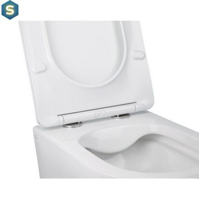 Набор Qtap инсталляция 3 в 1 Nest QT0133M425 с панелью смыва круглой QT0111M11111SAT + унитаз с сиденьем Jay QT07335176W, Белый