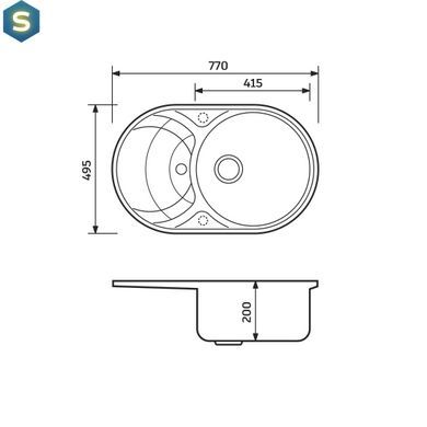 Кухонная мойка Adamant Shell 770x495x200 ivory 247223, Бежевый