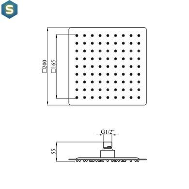 Верхній душ Kroner KRP Edelstahl Kubus - ESG704-20 CV022953, Хром матовий