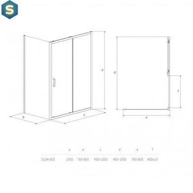 Душова кабіна Cersanit Zip 100x80 S154-003, прозорий, хром