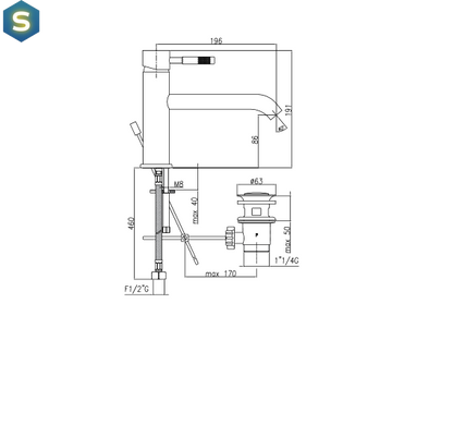 Змішувач для умивальника Fiore Xenon чорний матовий 44NN5284