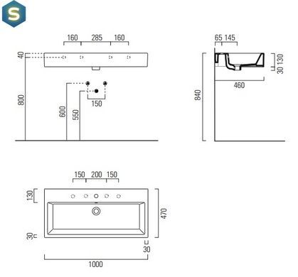 Умивальник GSI Kube 100x47 8923011, Білий