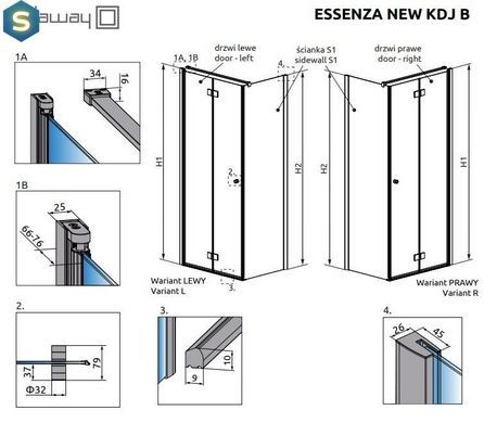 Душевая кабина Radaway Essenza New KDJ B 80Lx75x202 385081-01-01L+384049-01-01