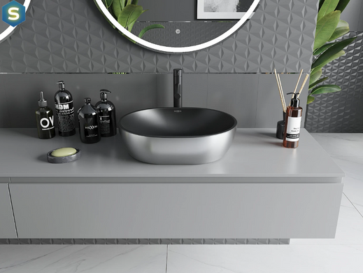 Умывальник Mexen Viki silver black matt накладной MEX-21054874, Хром
