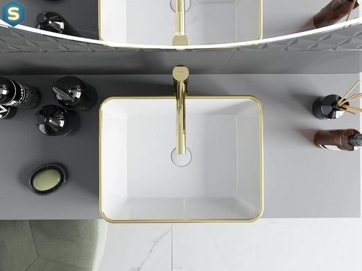 Умывальник Mexen Catia white gold Edge накладной MEX-21314805, Золотой
