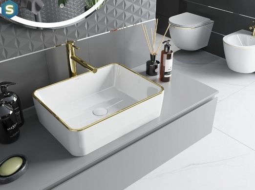 Умывальник Mexen Catia white gold Edge накладной MEX-21314805, Золотой