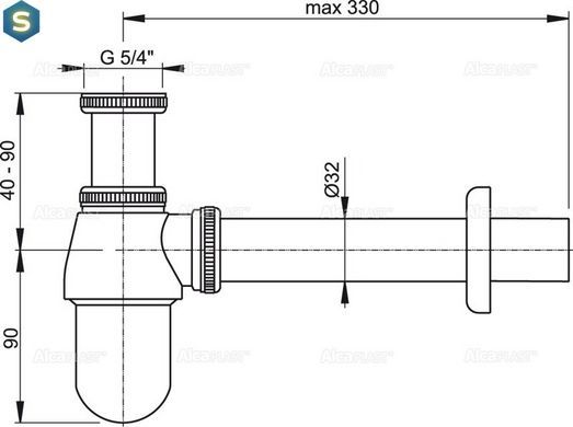 Сифон для умывальника Alcaplast A431, Хром