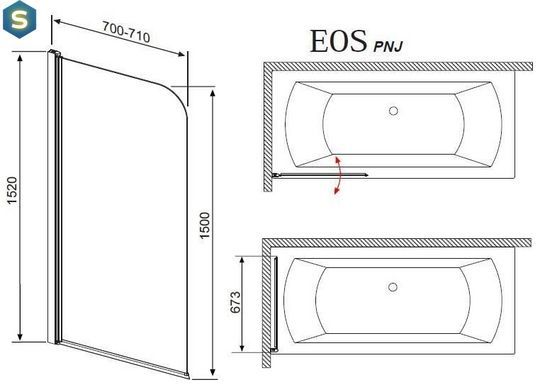 Шторка для ванни Radaway Eos PNJ 50 205102-101R права
