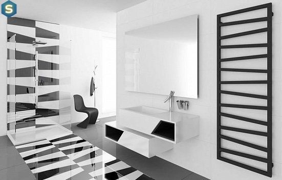 Полотенцесушитель электрический Terma 835x500 Zigzag WLZIG083050K9M5E8TS1D, Черный матовый