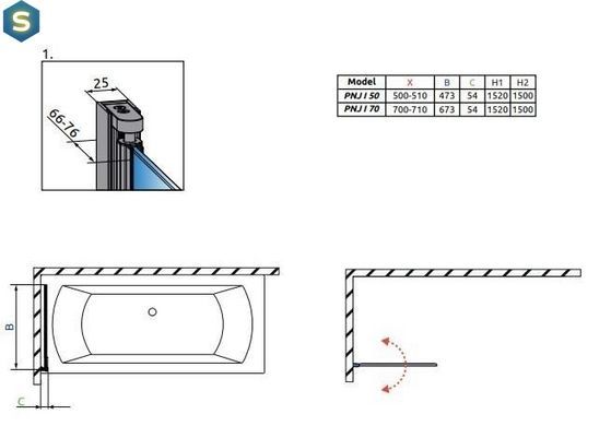 Шторка для ванни Radaway Eos PNJ 50 205102-101R права