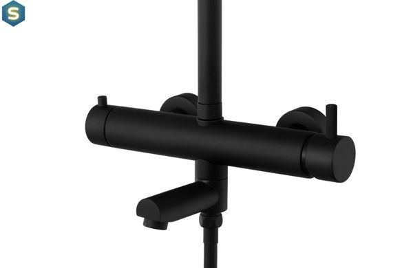 Душевая система Corsan Lugo black matt с изливом CMN01MBLW, Черный матовый