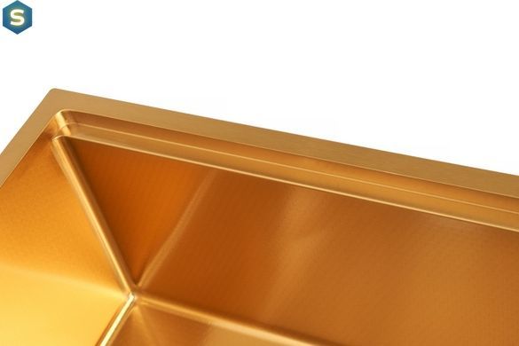 Кухонна мийка під стільницю золота з нержавіючою декором Nett NGS-5742, Золотий