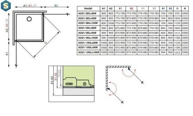 Душова кабіна Radaway Nes Black KDD I 100x80x200 10021100-54-01L + 10021080-54-01R