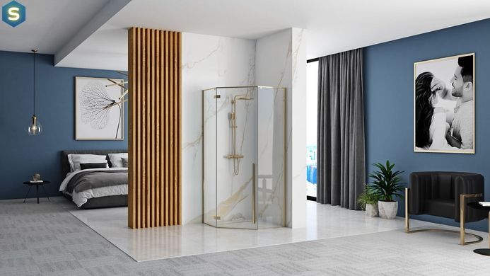 Душова кабіна Rea Diamond 90x90 gold REA-K4904, Золотий, Універсальна, прозорий