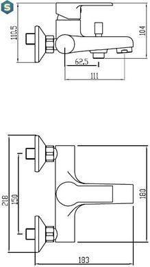 Змішувач для ванни Koller Pool Kvadro Arc KA0100, Хром
