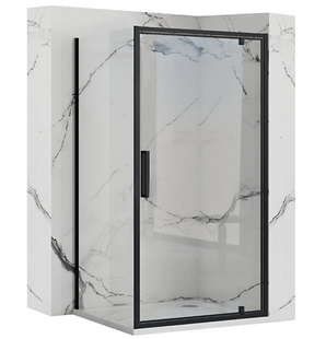 Душова кабіна Rea Rapid Swing 100x100 black REA-K6423 + REA-K6410, Черный матовый, Універсальна, прозорий, чорний матовий