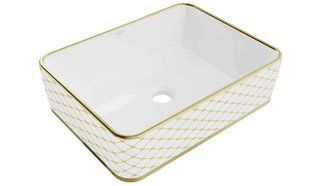 Умивальник Mexen Catia white diamond gold накладний MEX-21314809, Золотий