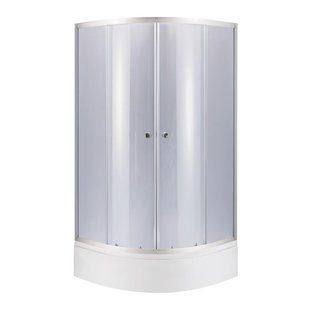 Душова кабіна Latwa SC90x90.SAT.MID.GR полукругла, скло тон. 4 мм + Душовий піддон Kapielka ST90x90x26, з панеллю Lidz, Хром матовий, Універсальна, тонованний