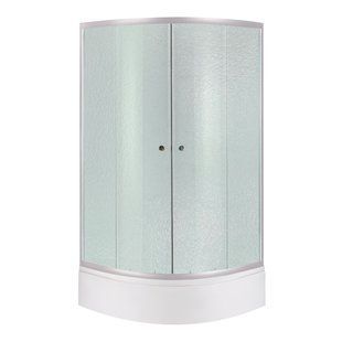Душова кабіна Latwa SC90x90.SAT.MID.FR полукругла, скло Frost 4 мм + Душовий піддон KAPIELKA ST90x90x26, з панеллю Lidz, Хром матовий, Універсальна, хром матовий, глубокий (более 20 см)