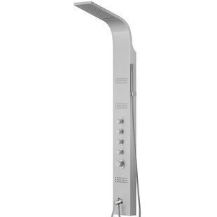 Душевая панель Corsan Kaskada silver с изливом и термостатом A014TSLW, Каппучино