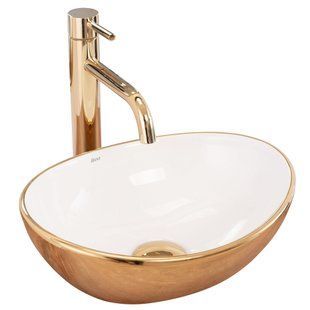 Умивальник Rea Sofia Mini white gold накладний REA-U6334, Золотий