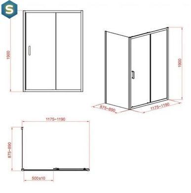 Душова кабіна Cersanit Zip 120x90 S154-004, прозорий, хром