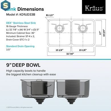 Кухонна мийка Kraus Dex KD1UD33B