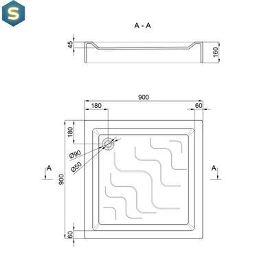 Душевой поддон Lidz Mazur ST90x90x16, Белый