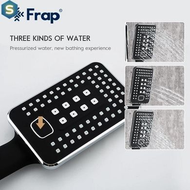Душевая система Frap F2457, поворотный излив - переключатель на лейку/душ, 3 режима, черный/хром, Черный матовый