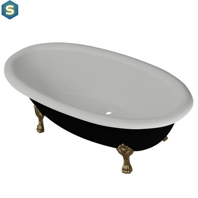 Ванна отдельностоящая глянцевая Amidicon Olimpia 180x90 черная из литого камня золотые ножки OLIMPIA_180_nizhk-g_BLACK_HL, Черно-белый