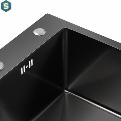 Кухонная мойка Platinum Handmade PVD черная 500x450x220 (толщина 3,0/1,5 мм, корзина и дозатор в комплекте), Черный/золото