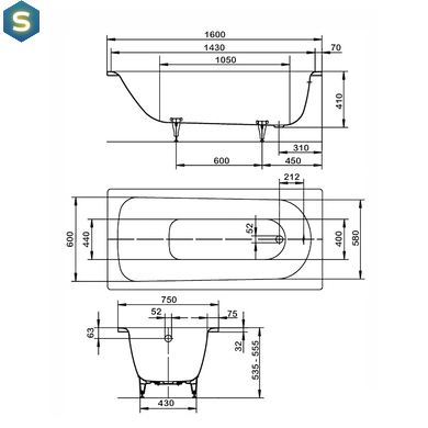 Ванна сталева Kaldewei Saniform Plus 170x75 112500010001