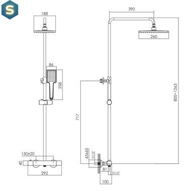 Душевая система Imprese Bilovec T-15256, Черный матовый