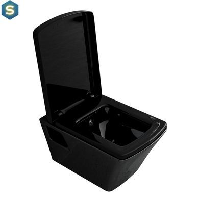 Унітаз підвісний Volle Teo з кришкою Soft Close 13-88-422black, Чорний/золото