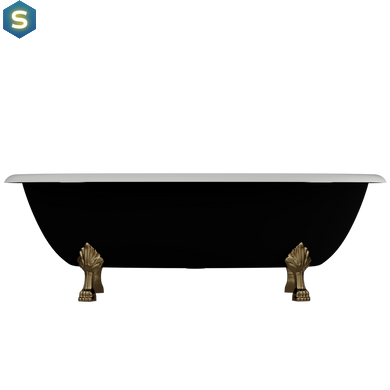 Ванна отдельностоящая глянцевая Amidicon Olimpia 180x90 черная из литого камня золотые ножки OLIMPIA_180_nizhk-g_BLACK_HL, Черно-белый