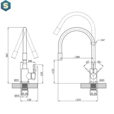 Змішувач для кухні з гнучким виливом Agua Acero-INOX035NS-1 CV023288, Хром матовий