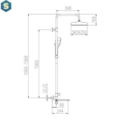 Душова система Gungrey Gappo G2410-9, Графитовый хром