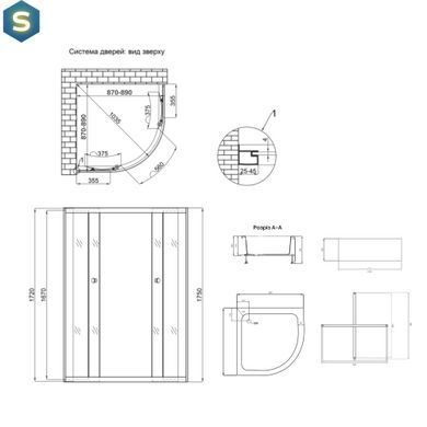 Душова кабіна Latwa SC90x90.SAT.MID.FR полукругла, скло Frost 4 мм + Душовий піддон KAPIELKA ST90x90x26, з панеллю Lidz, Хром матовий, Універсальна, хром матовий, глубокий (более 20 см)