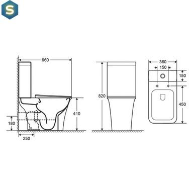 Унитаз напольный Imprese Elanta Rimless гор. выпуск, нижний подвод 3/4,5л, сиденье Duroplast Slim slow-closing white i11545, Белый