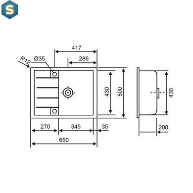 Кухонна мийка Lidz 650x500/200 MAR-07 (LIDZMAR07650500200), Сафари