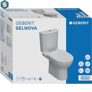 Унитаз-компакт Geberit Selnova Rimfree 501.753.00.1 с сидением Soft Close, Белый