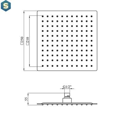Верхний душ Kroner KRP Edelstahl Kubus - ESG704-25 CV022954, Хром матовый