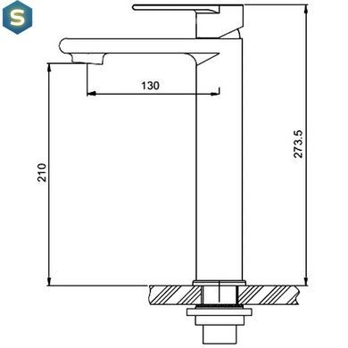 Смеситель для умывальника высокий нержавейка гайка (сатин) &Oslash;35 Gappo Satenresu-KO 1/8 G1099-22, Хром матовый