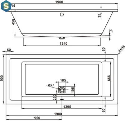Ванна акрилова Vagnerplast Cavallo 190x90 VPBA190CAV2X-01/NO