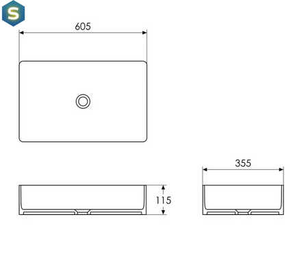Умывальник накладной Imprese Black Edge 60,5x35,5x11,5 см белый/черный i11099, Белый
