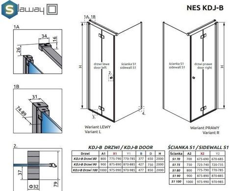 Душова кабіна Radaway Nes KDJ B 100x70x200 10025100-01-01L + 10039070-01-01